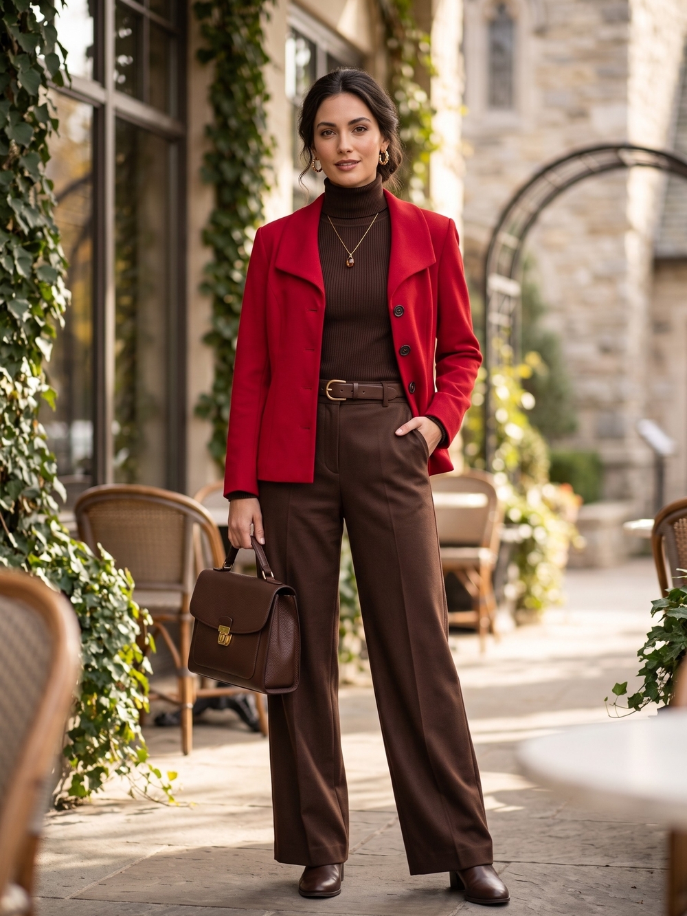 Cleo Lipstick Pop of Red Tailored Blazer Mob Wife Office Siren Power Jacket
